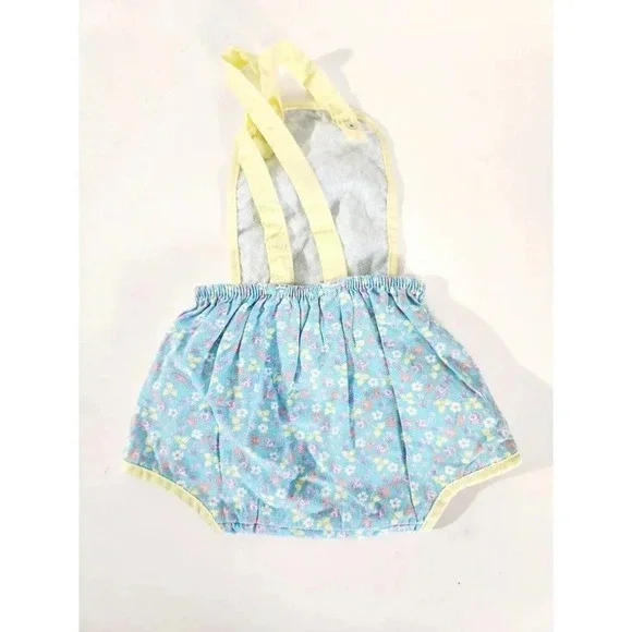 Vtg Polar Infantswear Girl Romper Sun Suite Floral 12 Months Made In USA - Picture 2 of 3